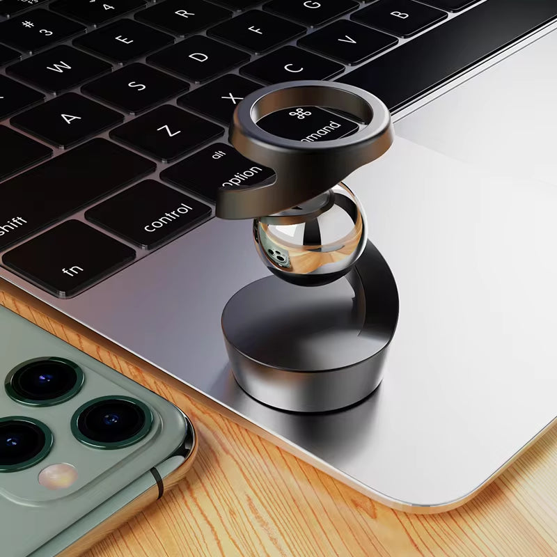 Desktop Rotating Gyroscope Finger Fidget Spinner Toy All Aluminum Alloy Spinning Gyro Silver Metallic Accents for Adults Gift